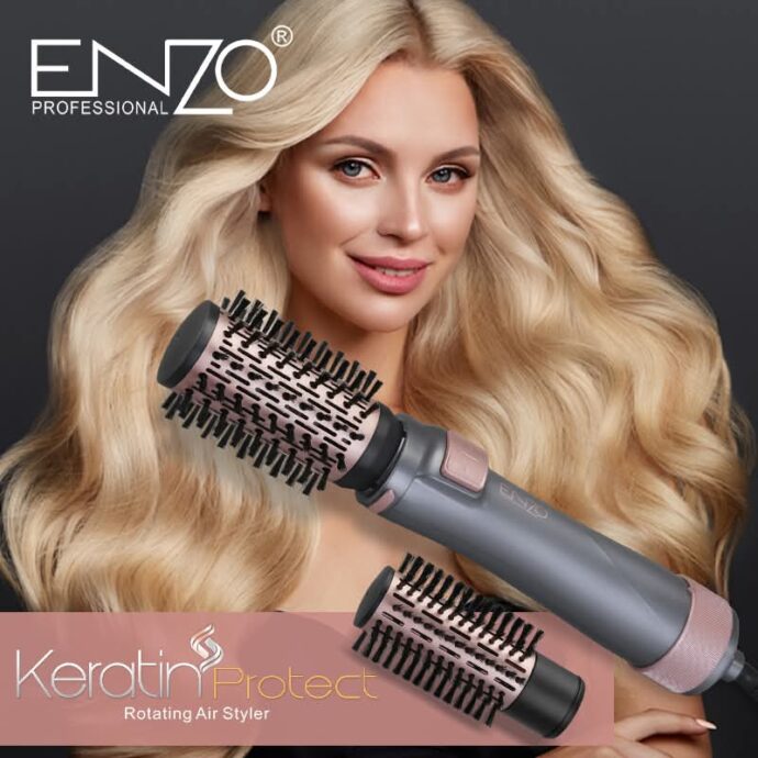 ⁦مشط حراري مجفف دوار انزو 2في1 Brosse Séchoir tournante ENZO EN-759⁩ - الصورة ⁦2⁩